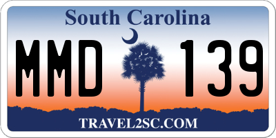 SC license plate MMD139