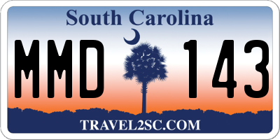 SC license plate MMD143