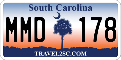 SC license plate MMD178