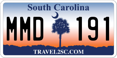 SC license plate MMD191