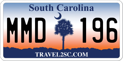 SC license plate MMD196