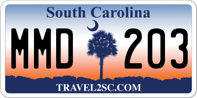 SC license plate MMD203