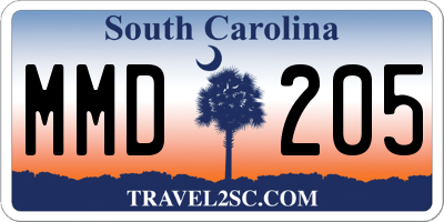 SC license plate MMD205
