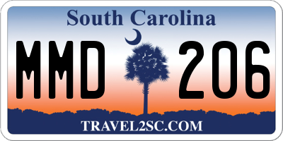 SC license plate MMD206