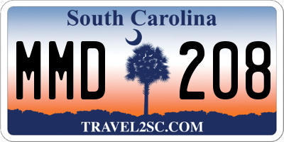 SC license plate MMD208