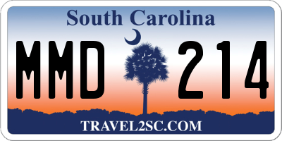 SC license plate MMD214