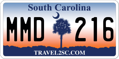SC license plate MMD216