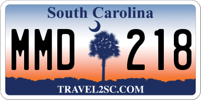 SC license plate MMD218