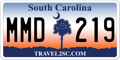 SC license plate MMD219