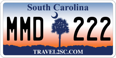 SC license plate MMD222