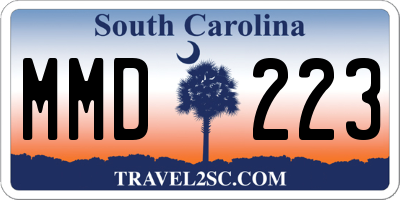 SC license plate MMD223