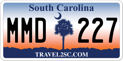 SC license plate MMD227