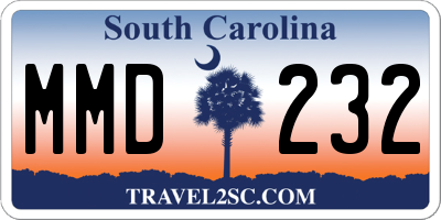 SC license plate MMD232