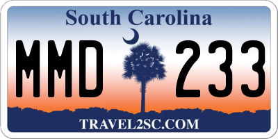 SC license plate MMD233