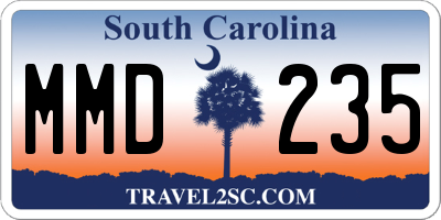 SC license plate MMD235