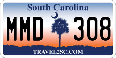 SC license plate MMD308