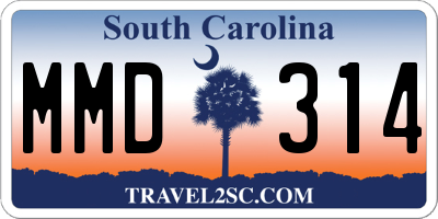 SC license plate MMD314