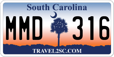 SC license plate MMD316