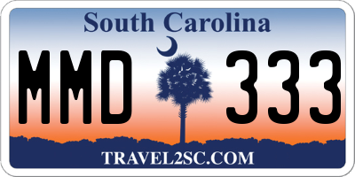 SC license plate MMD333