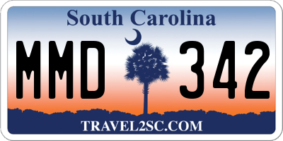 SC license plate MMD342