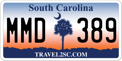 SC license plate MMD389