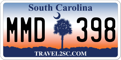 SC license plate MMD398