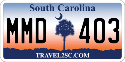 SC license plate MMD403