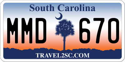 SC license plate MMD670