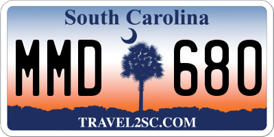 SC license plate MMD680