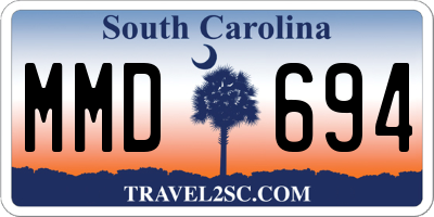 SC license plate MMD694