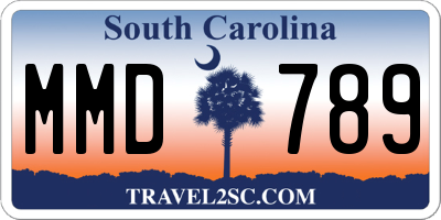 SC license plate MMD789