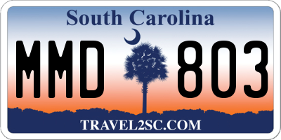 SC license plate MMD803