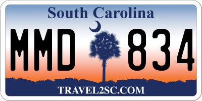 SC license plate MMD834
