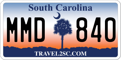 SC license plate MMD840