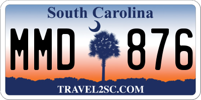 SC license plate MMD876