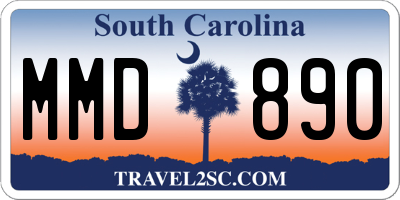 SC license plate MMD890