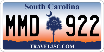 SC license plate MMD922