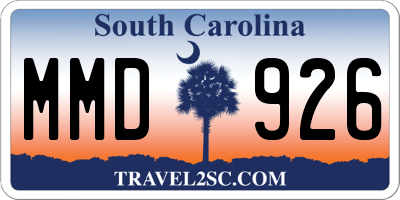 SC license plate MMD926
