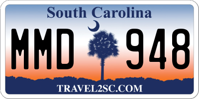 SC license plate MMD948