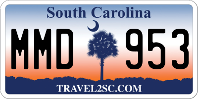 SC license plate MMD953