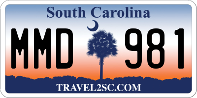 SC license plate MMD981
