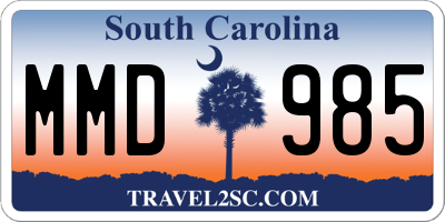 SC license plate MMD985