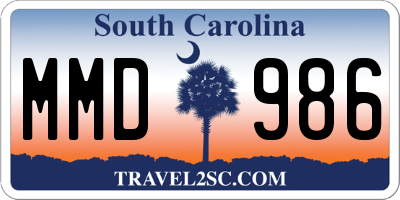 SC license plate MMD986