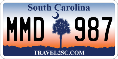 SC license plate MMD987