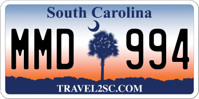 SC license plate MMD994