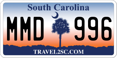 SC license plate MMD996