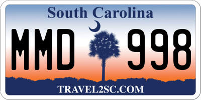 SC license plate MMD998