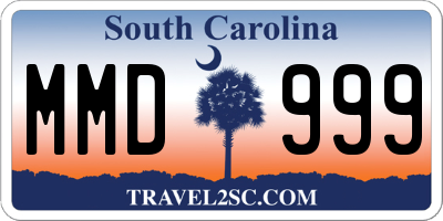 SC license plate MMD999