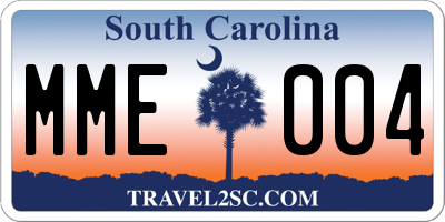 SC license plate MME004