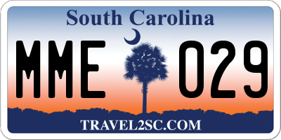 SC license plate MME029